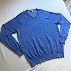 PETER MILLAR blue cashmere poly blend knit v neck long sleeve pullover sweater